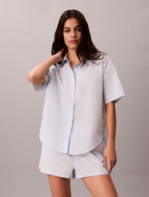 pigiama con pantaloncino - cotton poplin blue da donne calvin klein