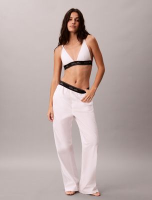 white pyjama-hose - cotton poplin für damen - calvin klein