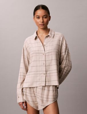 grey pyjama top - icon flannel for women calvin klein