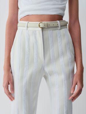 white cienki skórzany pasek dla kobiety - calvin klein