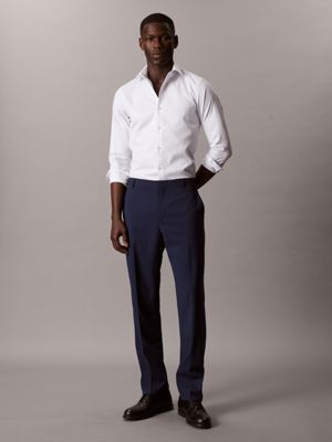 white slim cotton stretch non-iron shirt for men calvin klein