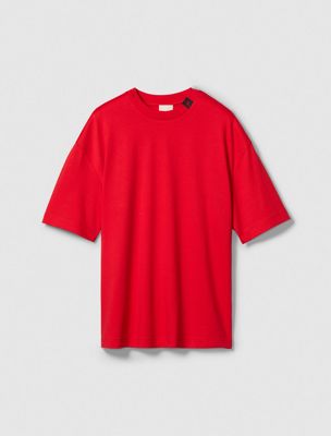 chinese red heavy cotton crewneck tee for men calvin klein