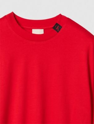 chinese red heavy cotton crewneck tee for men calvin klein