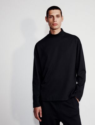 multi heavy cotton mockneck tee for men calvin klein