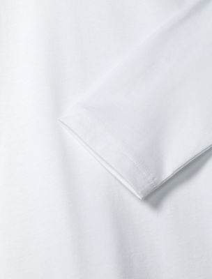 brilliant white heavy cotton mockneck tee for men calvin klein