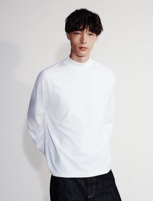 multi heavy cotton mockneck tee for men calvin klein