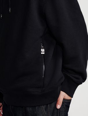 black lux terry hoodie for men calvin klein