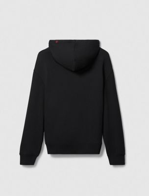 black lux terry hoodie for men calvin klein