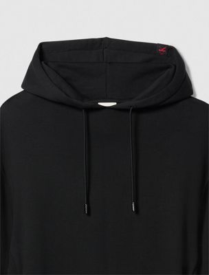 felpa con cappuccio in spugna lux black da uomini calvin klein