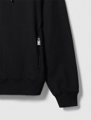 felpa con cappuccio in spugna lux black da uomini calvin klein