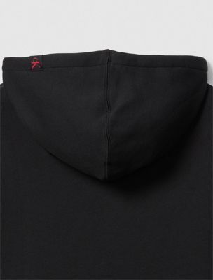 felpa con cappuccio in spugna lux black da uomini calvin klein