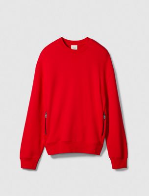 chinese red lux terry crewneck sweatshirt for men calvin klein