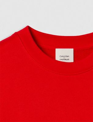 chinese red lux terry crewneck sweatshirt for men calvin klein