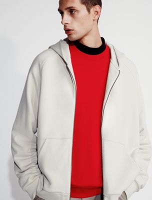 chalk lux terry zip hoodie for men calvin klein