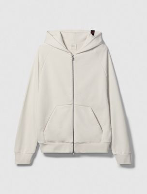 chalk lux terry zip hoodie for men calvin klein