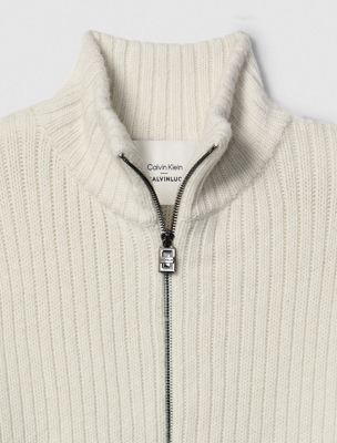 chalk ribbed zip jumper for men calvin klein