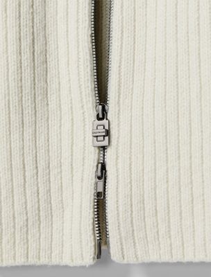 chalk ribbed zip jumper for men calvin klein