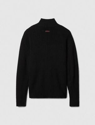 maglione con zip a costine black da uomini calvin klein