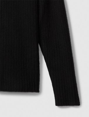 maglione con zip a costine black da uomini calvin klein