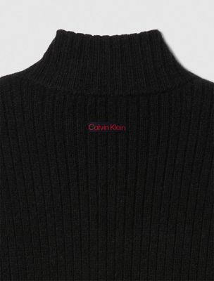 maglione con zip a costine black da uomini calvin klein