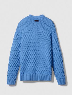 bel air blue merino wool crewneck jumper for men calvin klein