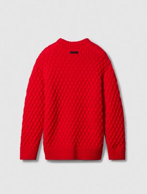 chinese red merino wool crewneck jumper for men calvin klein