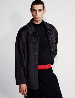 asphalt woven shacket for men calvin klein