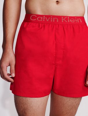 chinese red geweven boxershort voor heren - calvin klein
