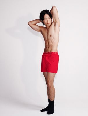 chinese red geweven boxershort voor heren - calvin klein