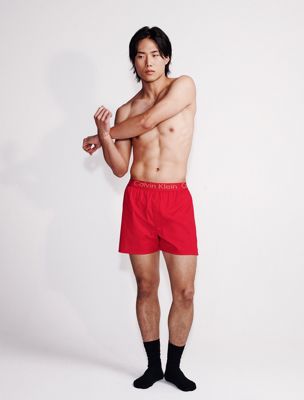 red woven boxer for men calvin klein