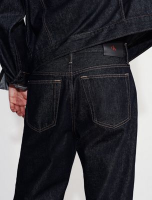 rinse 90s straight asymmetric jeans for men calvin klein