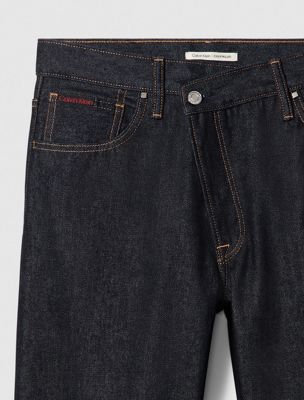 rinse 90s straight asymmetric jeans for men calvin klein