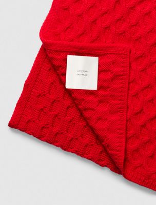 chinese red merino wool cable knit scarf for men calvin klein