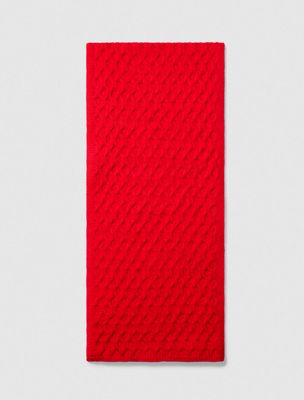 multi merino wool cable knit scarf for men calvin klein