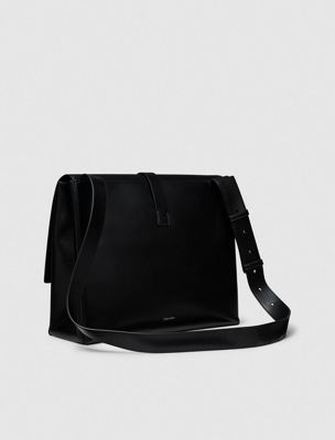 black leather messenger bag for men calvin klein