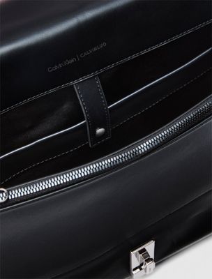 black leather messenger bag for men calvin klein