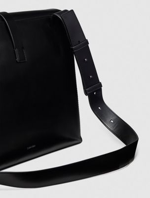 black leather messenger bag for men calvin klein