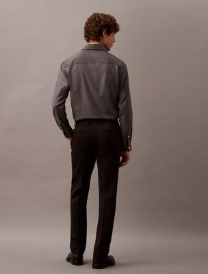 charcoal heather slim wool gabardine trouser for men calvin klein