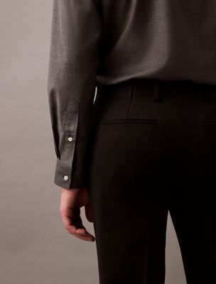 charcoal heather slim wool gabardine trouser for men calvin klein