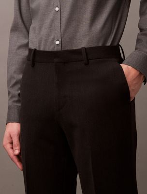 charcoal heather slim wool gabardine trouser for men calvin klein