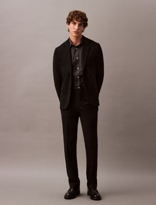 black slim wool gabardine trousers for men calvin klein