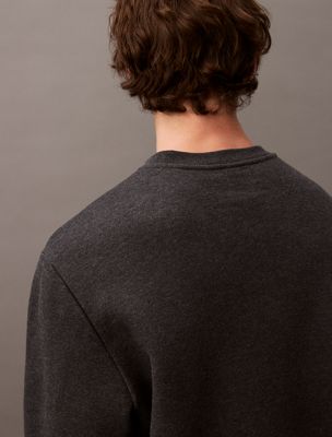 charcoal heather classic cotton fleece sweatshirt for men calvin klein