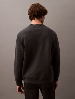 charcoal heather classic cotton fleece sweatshirt for men calvin klein