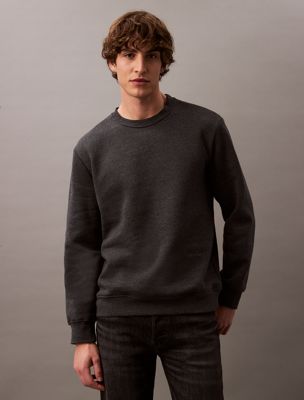 grey classic cotton fleece sweatshirt for men calvin klein