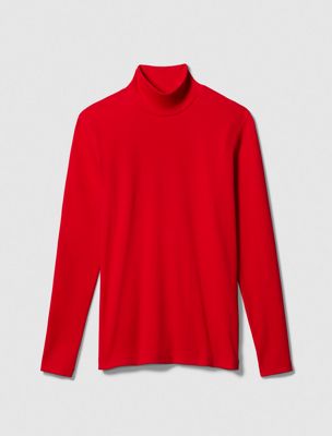 chinese red turtleneck ribbed tee for men calvin klein