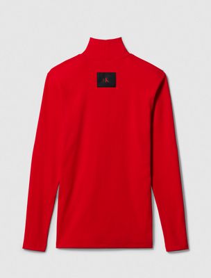 chinese red turtleneck ribbed tee for men calvin klein