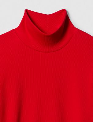 chinese red turtleneck ribbed tee for men calvin klein