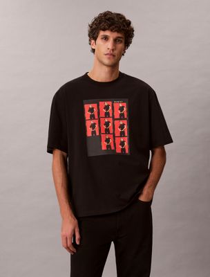 black kate moss graphic relaxed t-shirt for men calvin klein