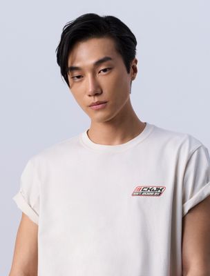 lily jung kook for calvin klein logo badge relaxed t-shirt for men calvin klein