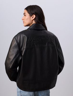 black jung kook for calvin klein leather racer jacket for men calvin klein